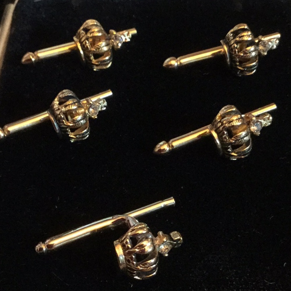 Antique CROWNS French Cufflinks or Fasteners - Picture 1 of 6